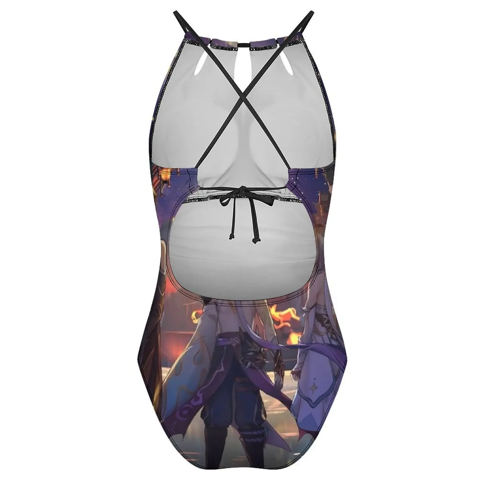 Женский слитный купальник с чашками пуш-ап и лямкой на шее