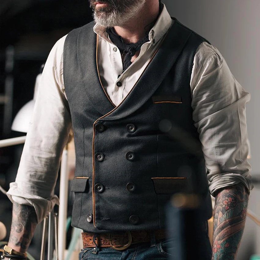 

Vintage Solid Suit Vest Men Retro Slim Dress Vests Mens Slim Male Waistcoat Gilet Casual Business Coats Fashion Clothing