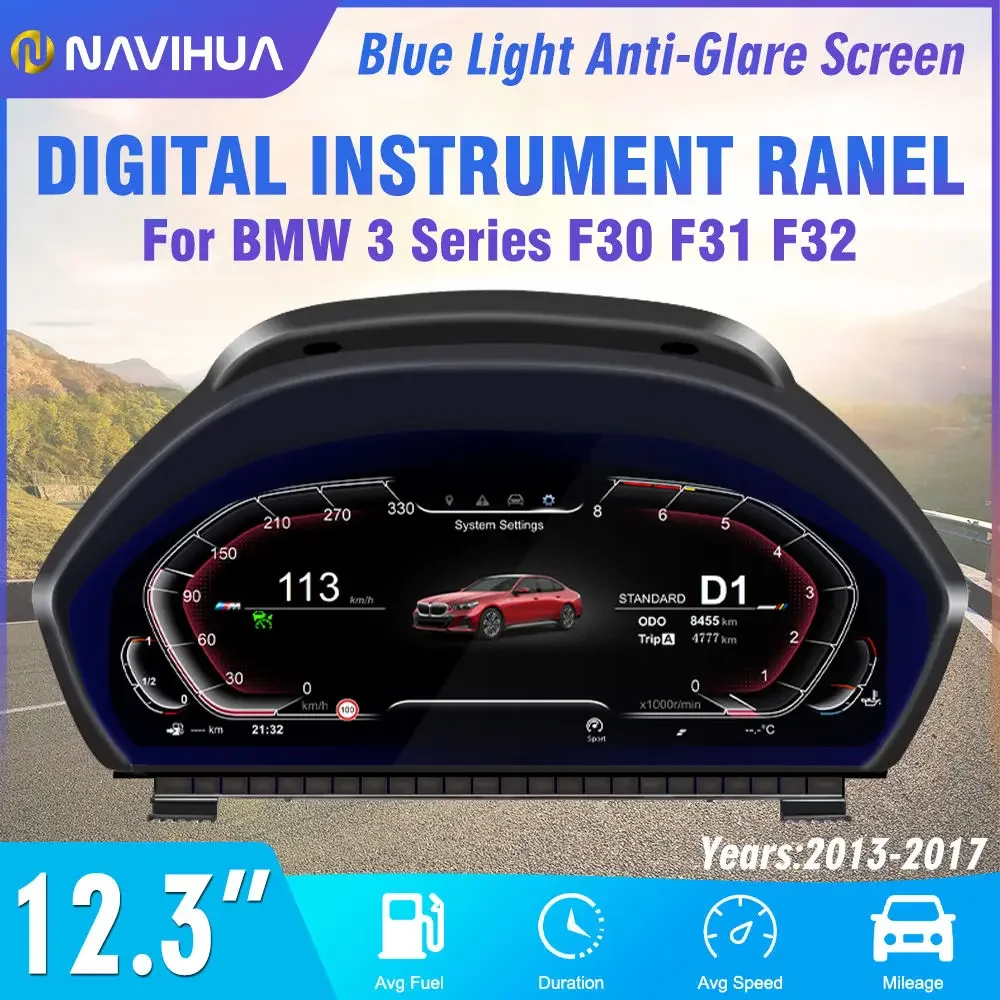 Navihua 12.3 Inch for BMW 3 Series F30 Auto Meter Gauge Car Digital Dashboard Speedometer LCD Instrument Cluster