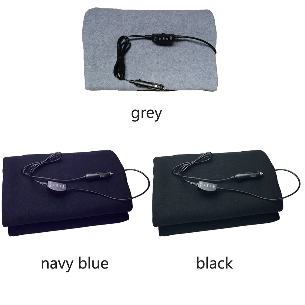 

Car Electric Heating Blanket Cold Weather Portable Travel Heated Warmer Heater Solid Color Velvet Thermal 145x100cm