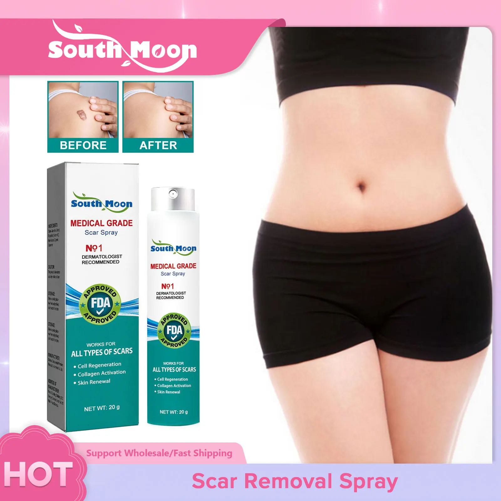 

Scar Remover Spray Repair Stretch Mark Firming Body Treatment Streak Obesity Improve Smooth Skin Promote Collagen Activatio Care