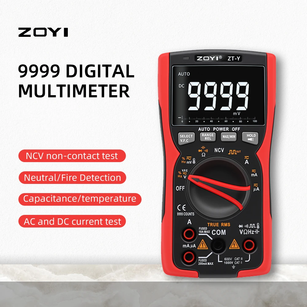 Мультимедийный вольтметр ZOYI ZT-Y с ЖК-дисплеем 3 линии 9999 отсчетов Автоматический