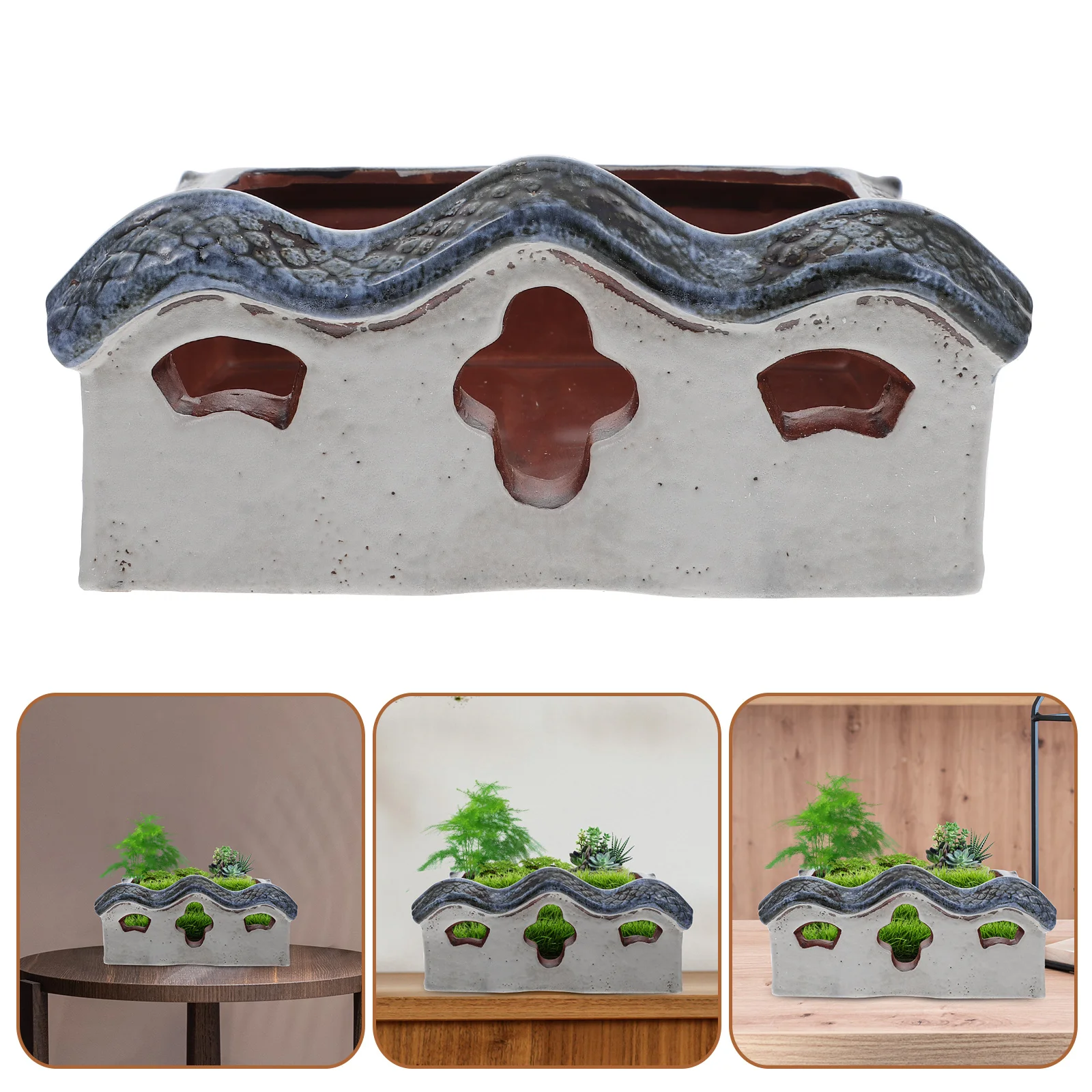 Retro House Shaped Planter Creative Plant Pot Pretty Succulent Planter for Decor