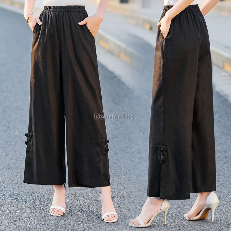 Новинка 2024 льняные Костюмные брюки в новом китайском этническом стиле