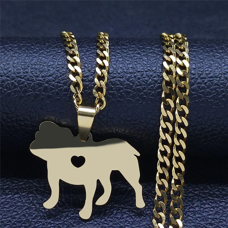 

Pet French Bulldog Dog Stainless Steel Necklace for Women Gold Color Choker Necklaces Jewelry collier ras le cou N919S06