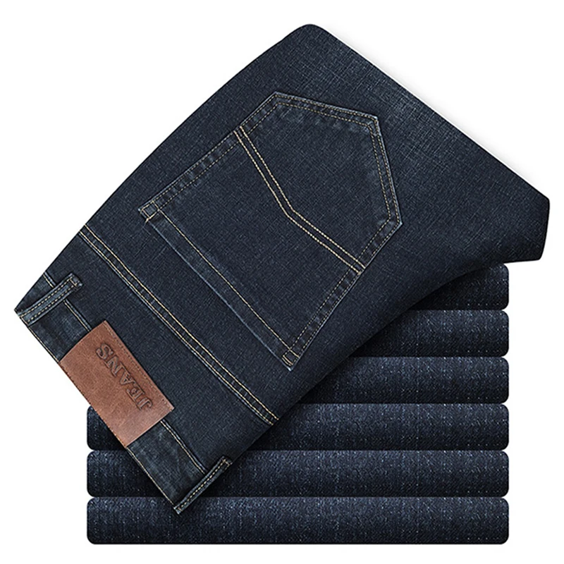 

Spring and Autumn Men's Soft Stretch Jeans Business Fashion Straight Washed Cotton Denim Pants Men's Large size 42 Pants Jeans