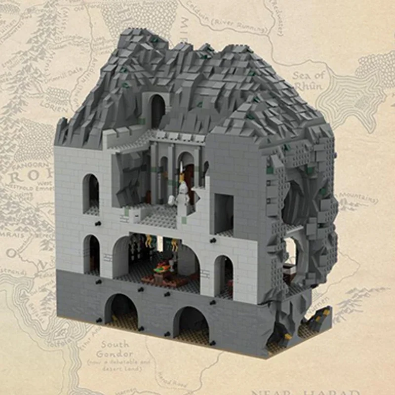 Кольцевая модель фильма MOC строительные кирпичи крепость на камне линия