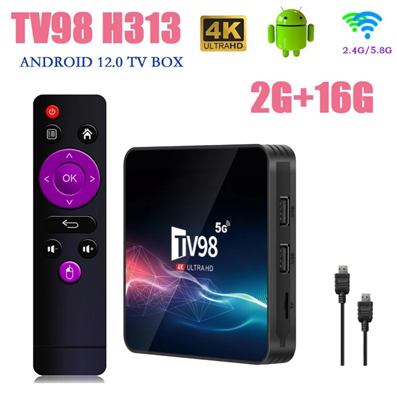 ТВ-приставка TV98 2G + 16G 2 4G &amp 5G Wifi Allwinner H313 4K x 2k Android 12 телеприставка медиаплеер