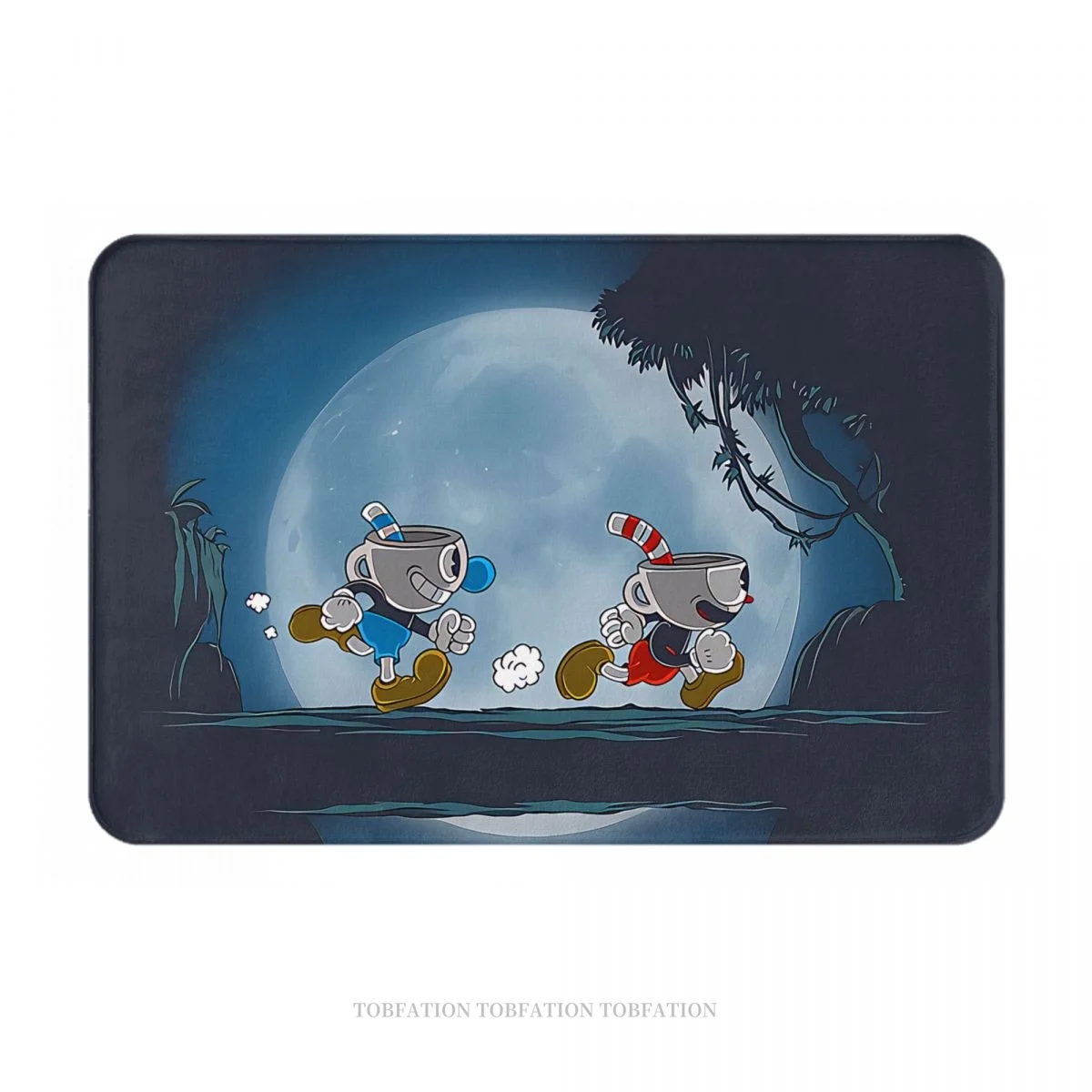 

Cuphead Game Non-slip Doormat Night Bath Kitchen Mat Welcome Carpet Flannel Modern Decor