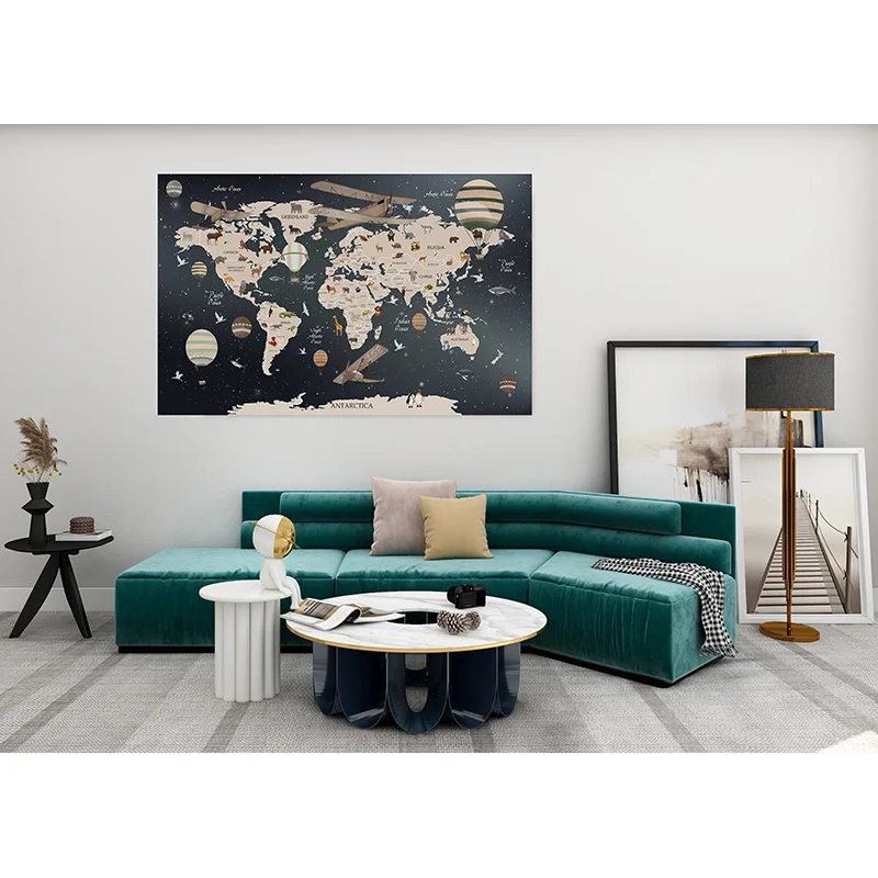

Vinyl Photography Backdrops Props Physical Map of The World Vintage Wall Poster Home School Decoration Baby Background DT-70
