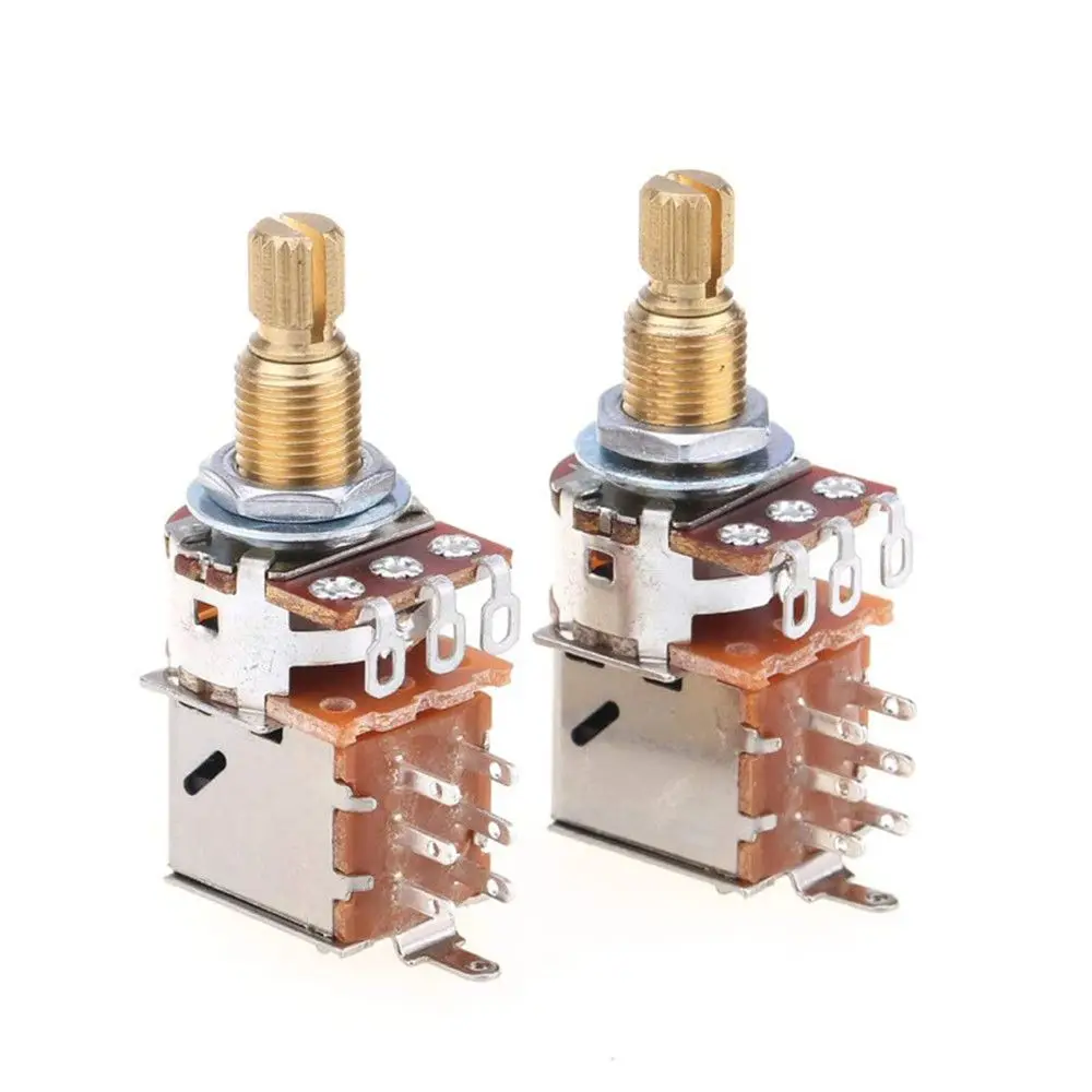 

DPDT Control Pots Long Split Shaft A250K/B250K/A500K/B500K Guitar Potentiometer Push-Push Potentiometers Pull Switch