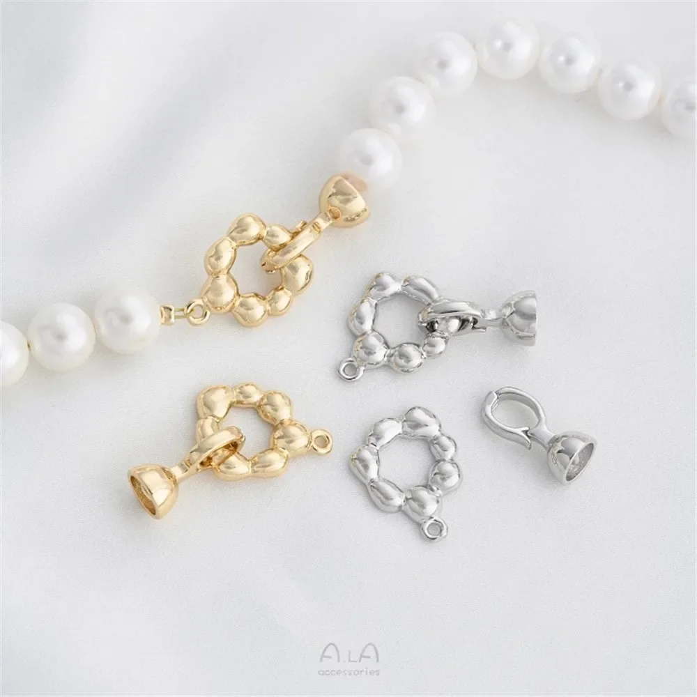 14-каратное золотое кольцо неправильной формы с фасолью жемчужная пряжка