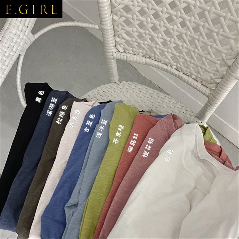 Solid T-shirts Women O-neck All-match Loose Basic Spring 10 Colors Students Tender Daily Colorful Hot Sale Prevalent Stylish Ins