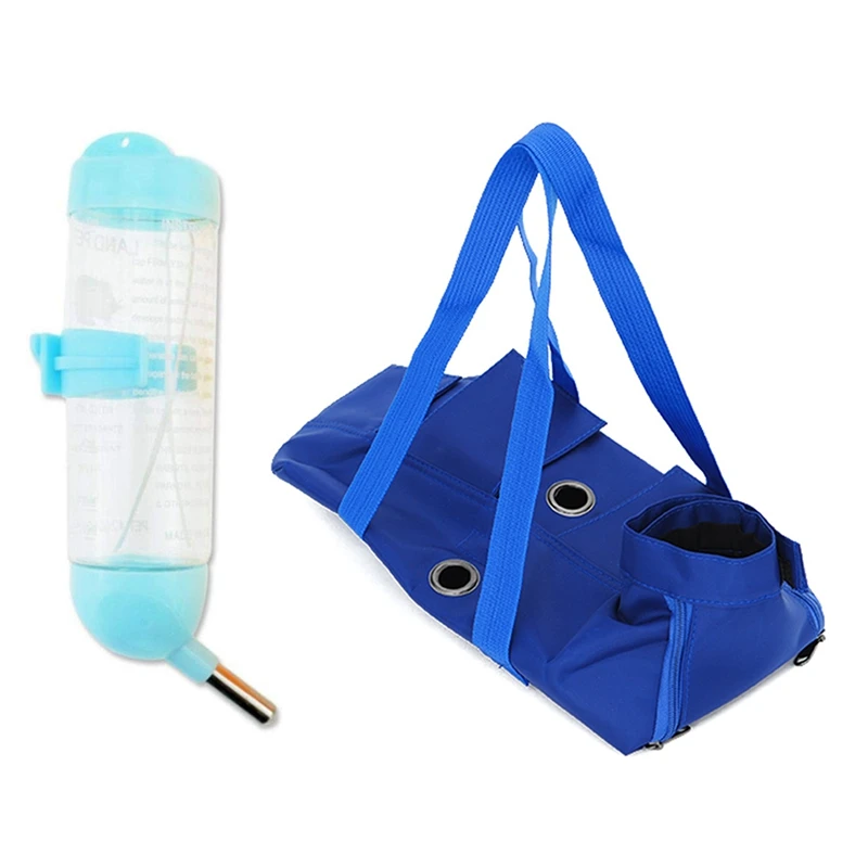 

1 Pcs Hanging Automatic Water Drinking Feeder With No Drip Ball 125ML(Blue) & 1 Pcs Cats Grooming Bathing Mesh Bag