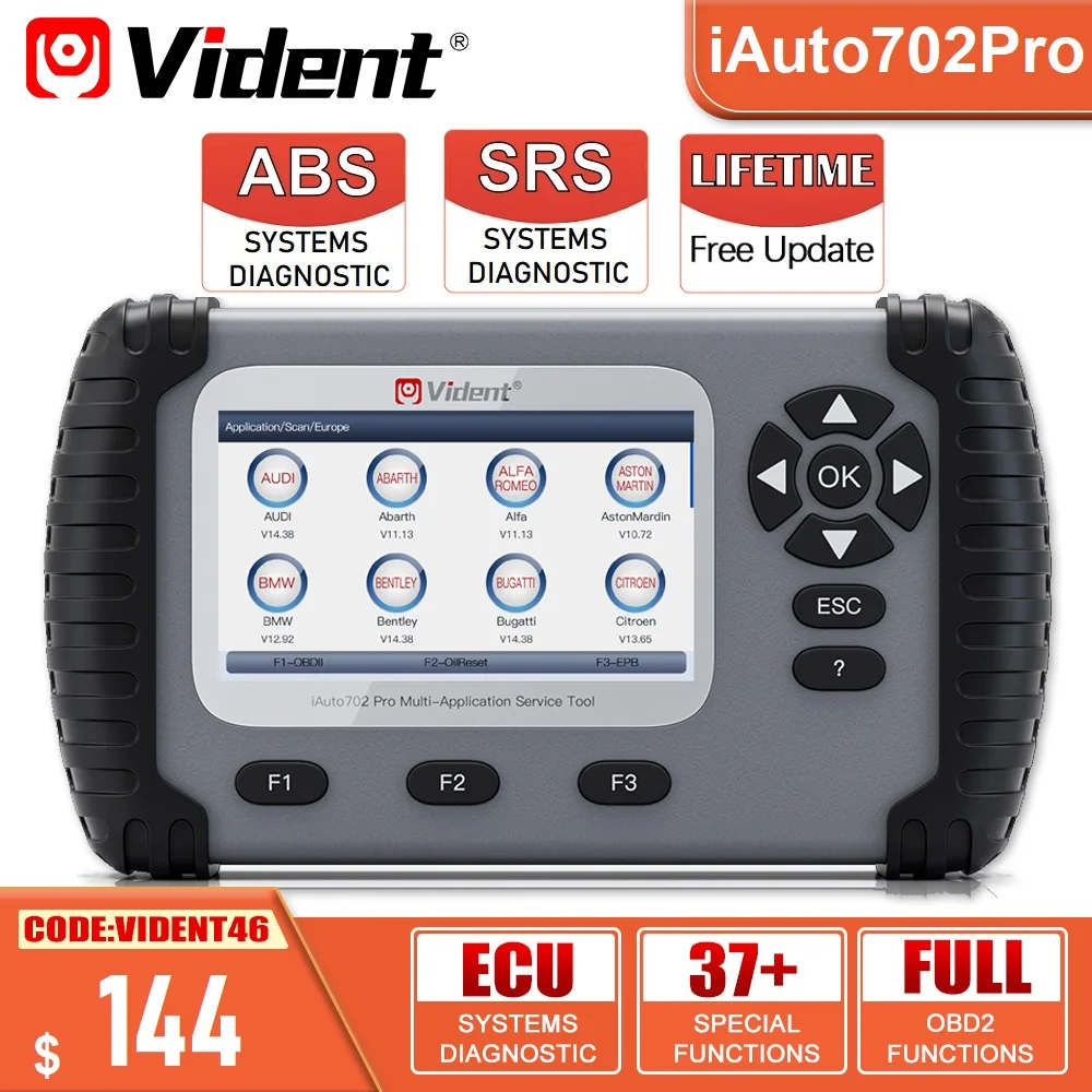VIDENT iAuto702Pro многофункциональный диагностический инструмент для обслуживания OBD2/CAN функции ABS SRS модули Двунаправленного управления авто VIN