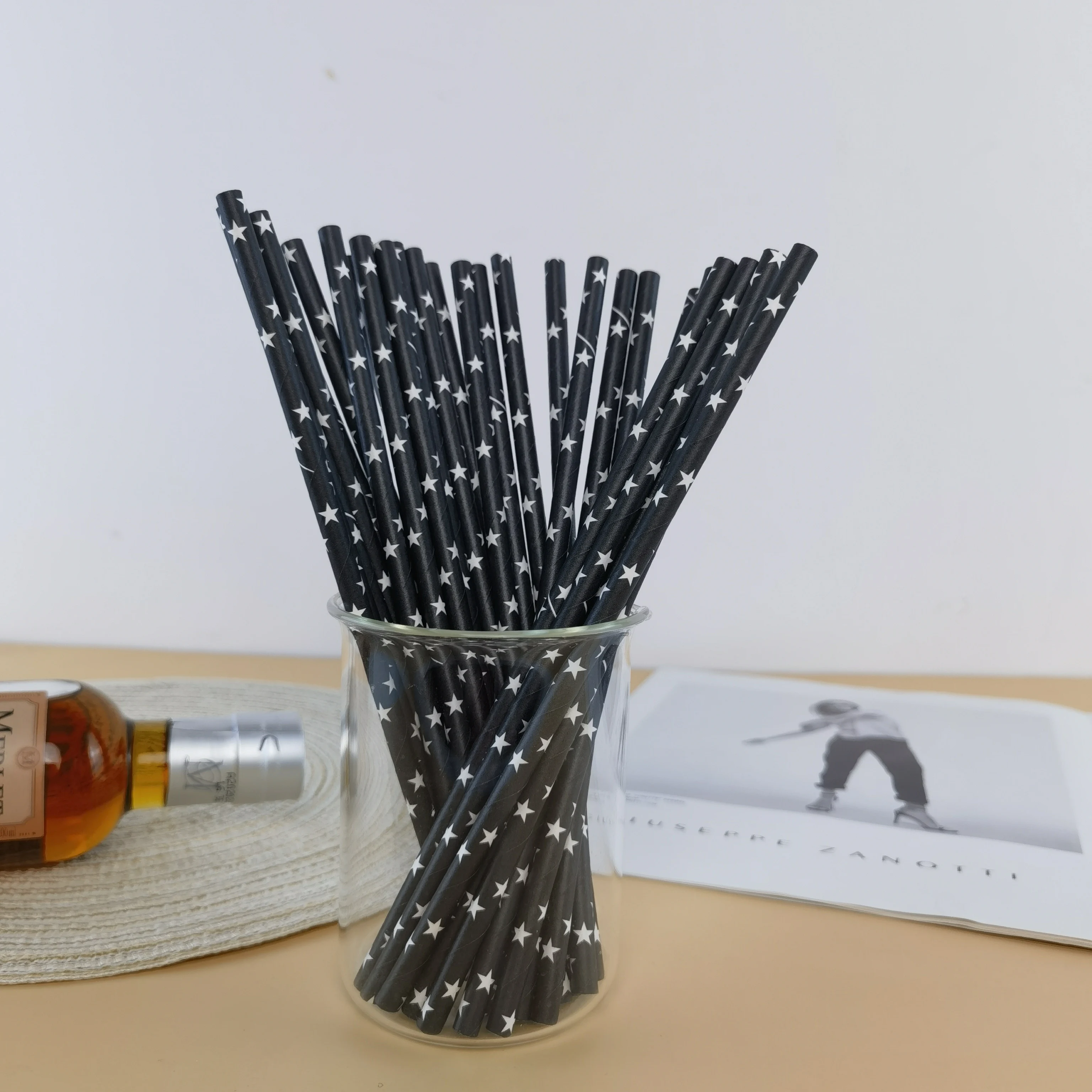 Художественные экологически чистые бумажные соломинки 100 шт. для ресторана бара