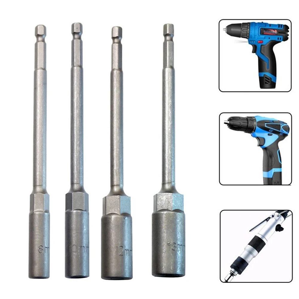 

1PC Mul Size Nut Driver Drill Bit Adapter Socket Wrench Extension Sleeve Hexagon Chrome Suitable For Motorcycle Etc