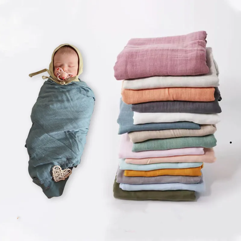 

Baby Blankets Solid Color Newborn Wrap Organic Bamboo Cotton Muslin Swaddle Bedding Cover Baby Born Receiving Blanket