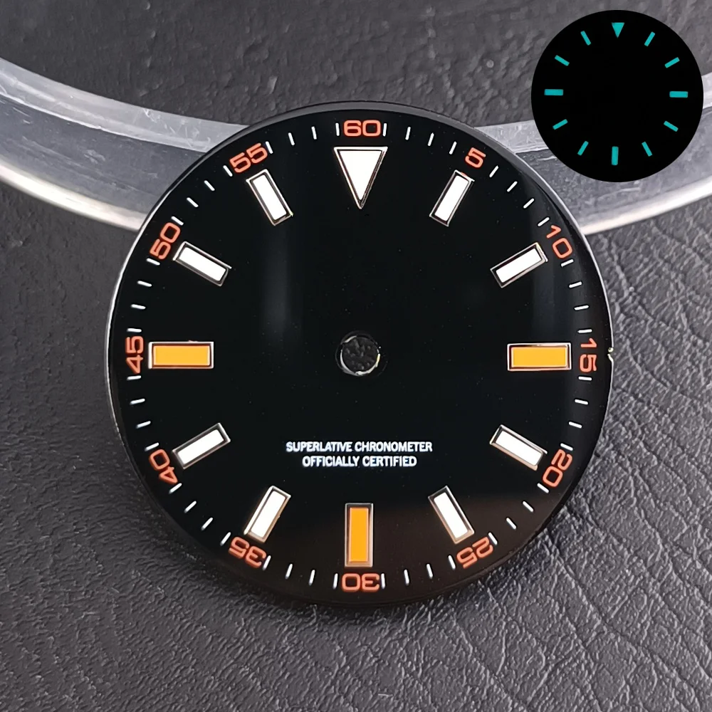 

28.5MM Diameter Watch Dial BlueGreen Luminous Dial for NH35/M8215/E2824 Watch Movement Accessories Watch Parts For Wristwatches