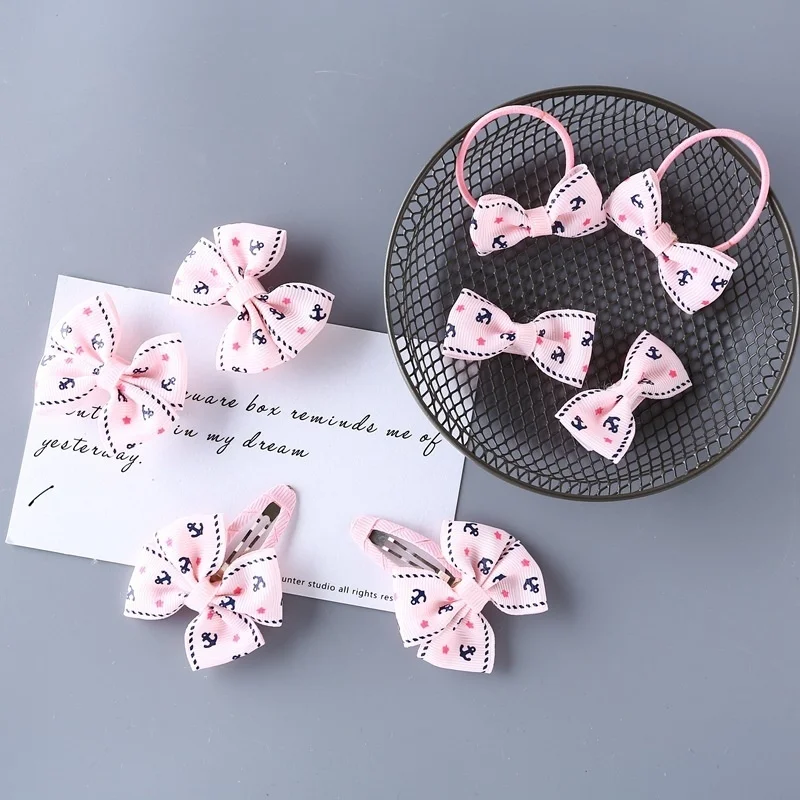 

8PCS Cherry Print Bow Kids Hairpins Children Headwear Lovely Baby Hair Clips Headdress Girl Hair Accessories Elastic Hair Bands