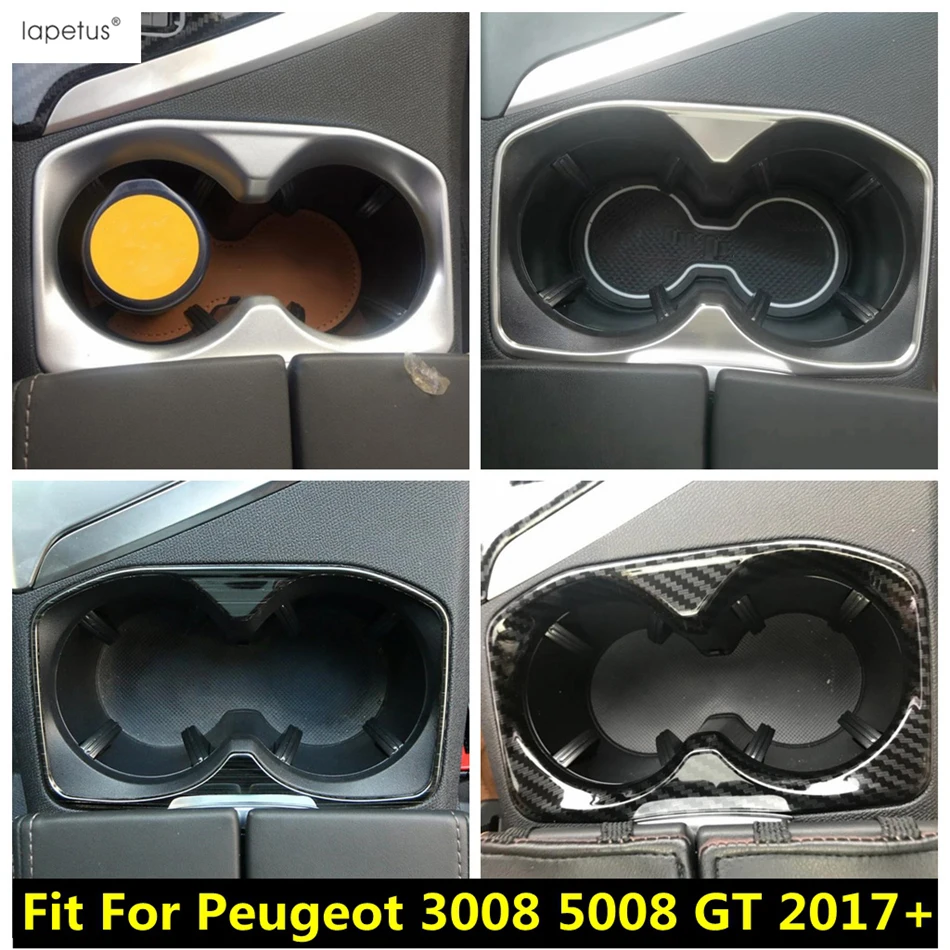 

Water Cup Holder Panel Frame Decoration Cover Trim ABS / Stainless Steel Accessories Interior For Peugeot 3008 5008 GT 2017-2022