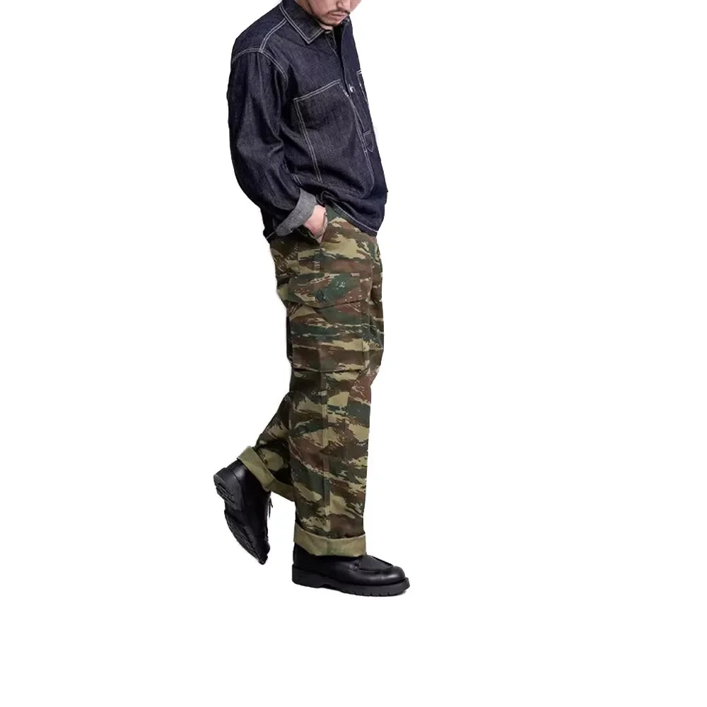 Повседневные спортивные штаны в стиле ретро цвета хаки камуфляжный свободный
