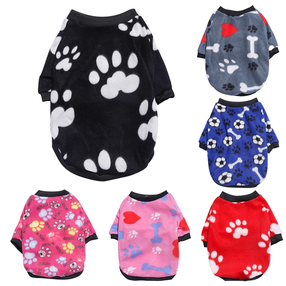 

Warm Dog Sweater Pullover Soft Cat Sweater Puppy Clothes Footprint Printed Dog Sweatshirt Coat Small Dogs Pet Costumes Apparels