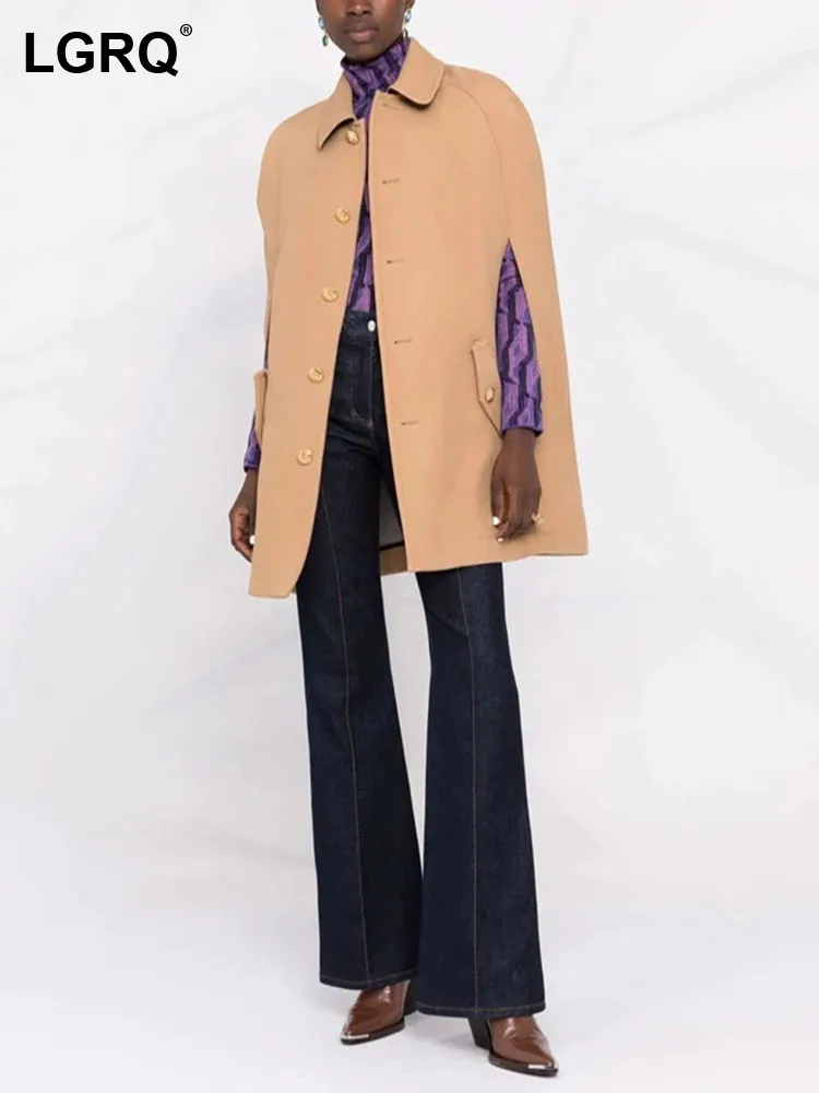 

LGRQ Trench Elegant Cloak Original Design 2023 Coat Fashion Women's Buttoned Decorate Solid Color Female Trendy Jacket 19Z1556
