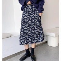 fashion korean style long skirt womens skirts harajuku high waist floral print skirts women autumn midi vintage faldas largas