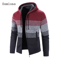 large size men knitting sweaters winter velvet coats mens streetwear 2022 fashion hooded tops cardigans male patchwork sweaters