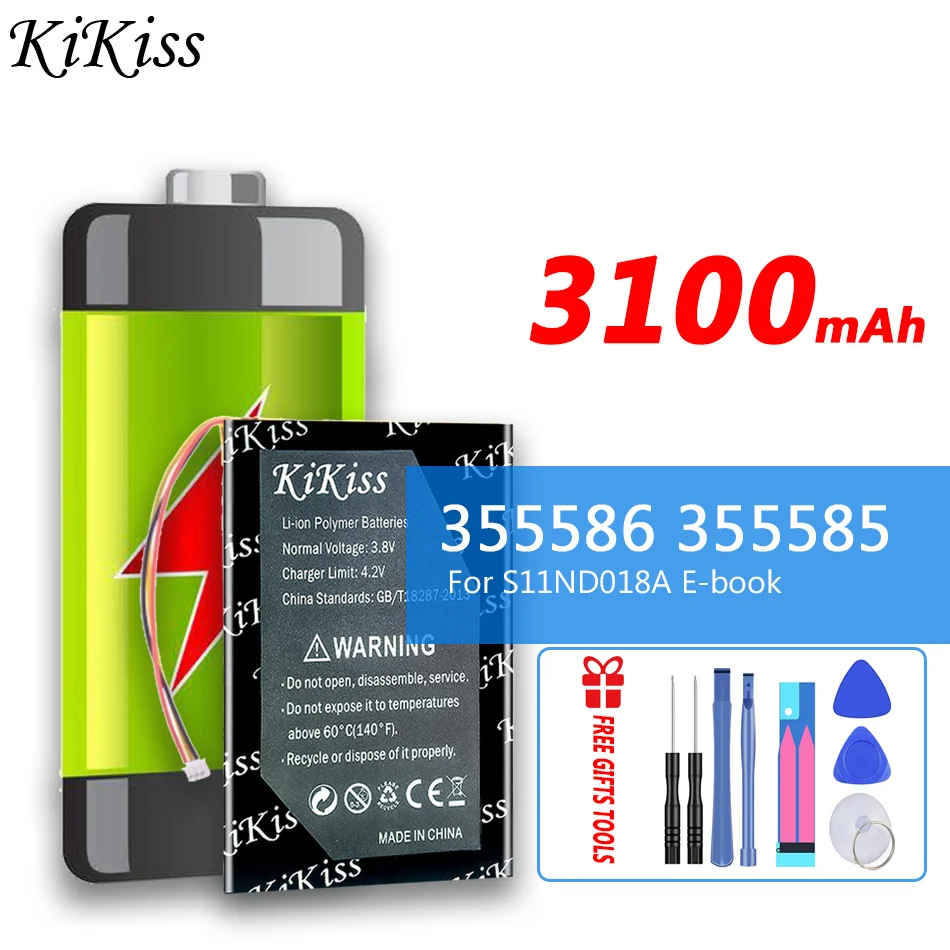 

3100mAh KiKiss Battery 355586 For E-book (ONYX BBA10) 355585 S11ND018A power bank psp DVR 305585 Digital Batteries