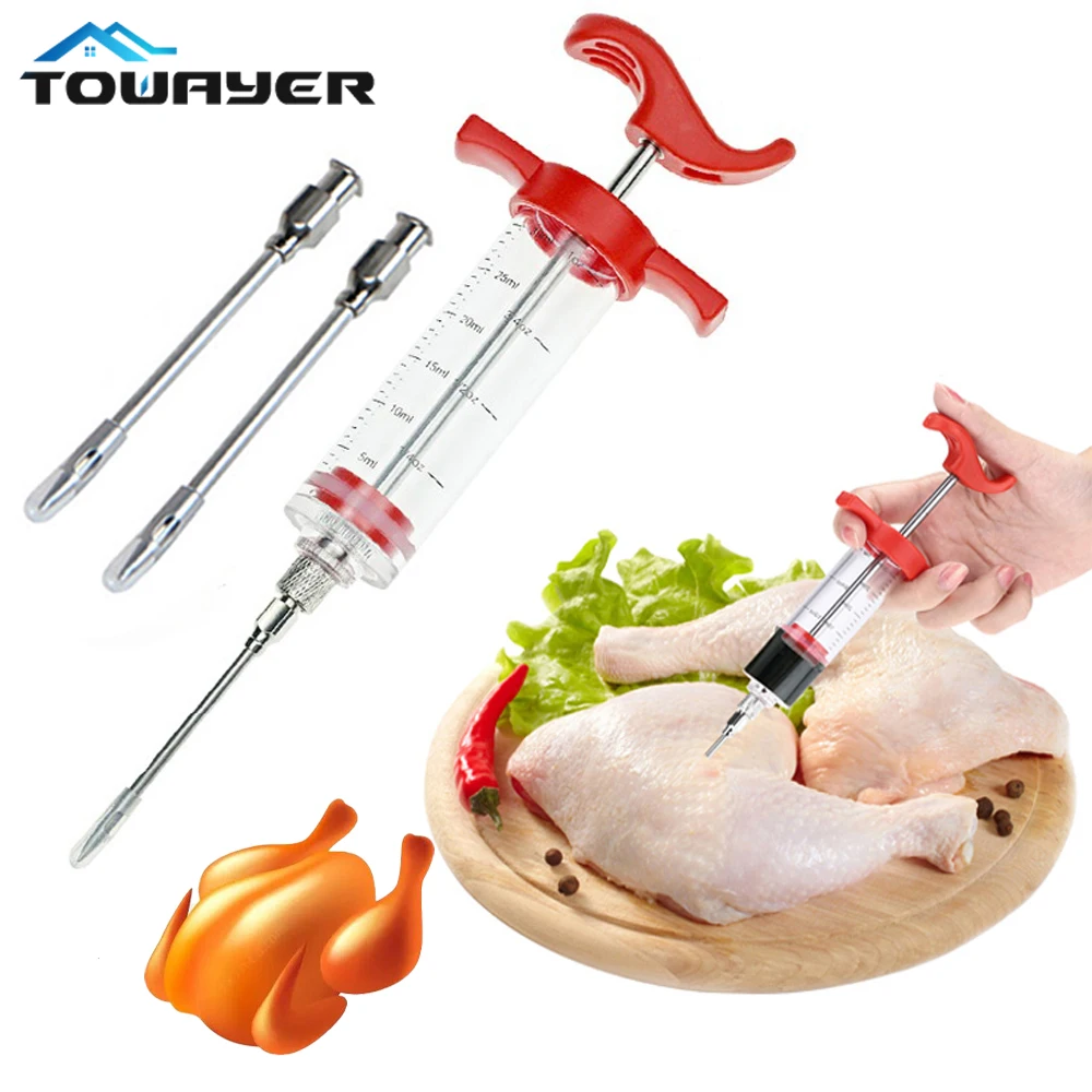 

Barbecue Meat Syringe Food Grade Stainless Steel Needle Turkey Marinade Spice Syringe Kitchen Sauce Marinade Syringe Accessories