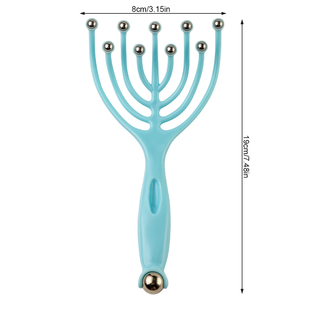 

Head Massager Portable Handheld Steel Ball Scalp Massage Tool Gift for Office Home SPA 10 Beads Blue