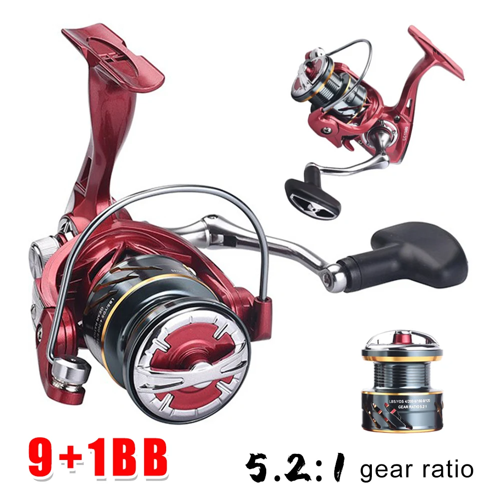 

New Lightweight Spinning Fishing Reel Outdoor Sport Carp Fishing Tool 8KG Max Drag 5.2:1 Fishing Reel Metal Freshwater Saltwater