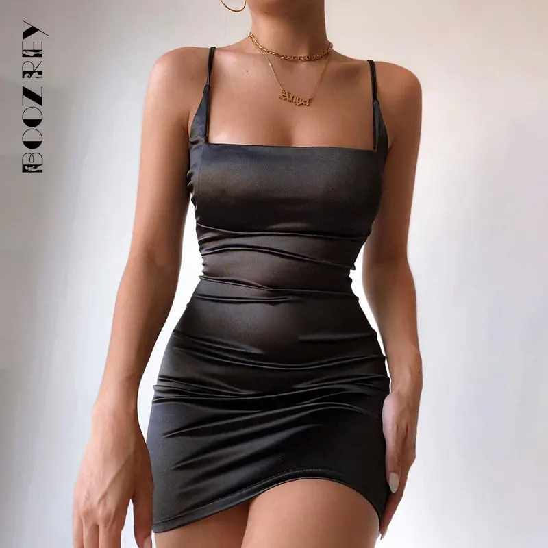 

Сексуальное черное платье BoozRey с открытой спиной, элегантное женское платье 2023, Модные Вечерние Платья с квадратными складками и длинным ру...