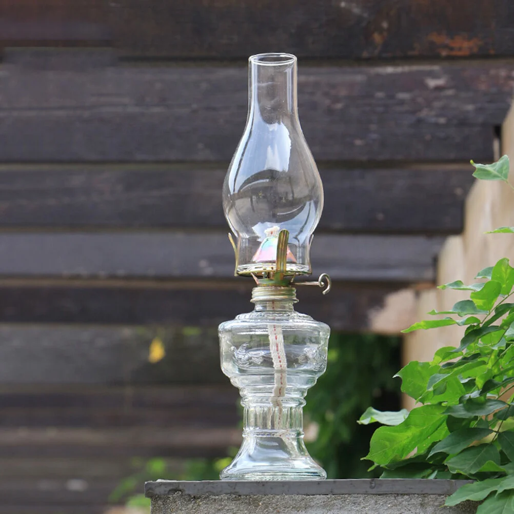 

Vintage Lantern Kerosene Lampshade Glass Windproof Oil 17.5X7.6X7.6CM Transparent Chimney