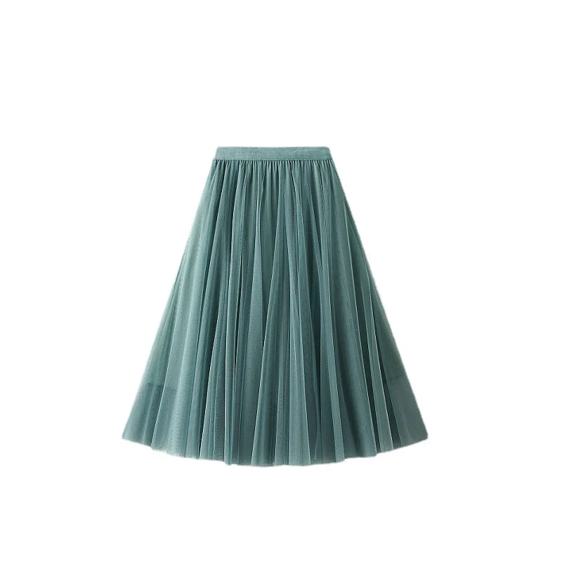 

Mesh Large Swing Skirt High Waist A-line Medium Length Skirt Elegant Dance Skirt High Sense Thin Drape Yarn Skirt Skirts Womens