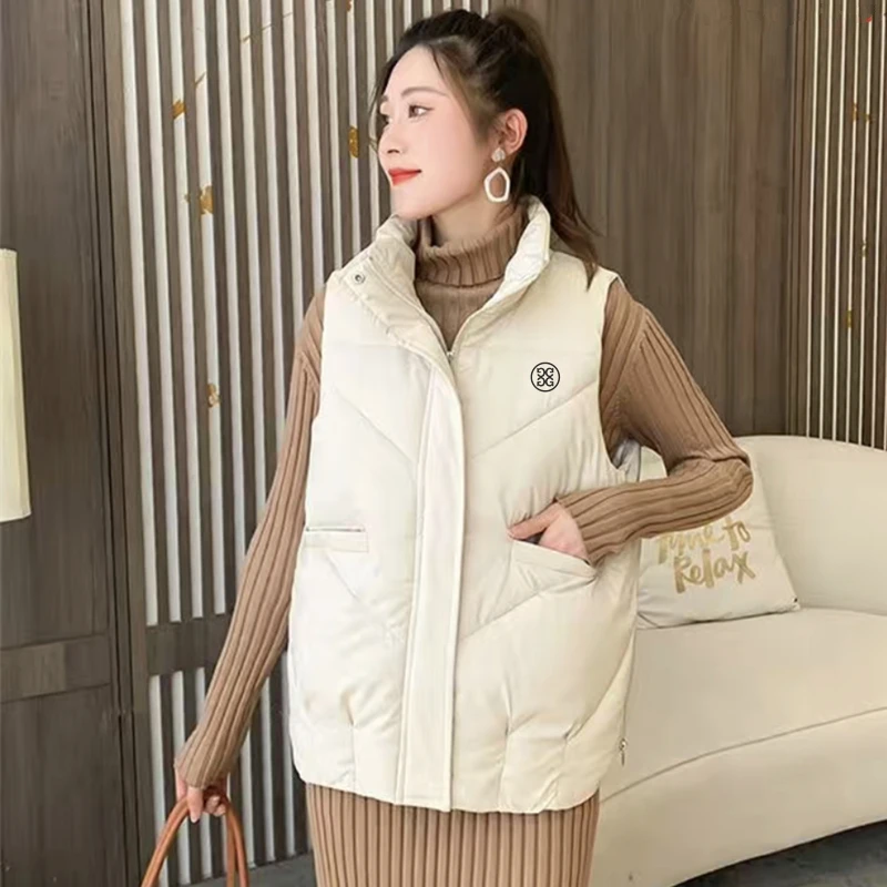 2023 New Women's Winter Golf Jacket Korea Fashion Loose Cotton Golf Jacket Warm Collar Brand Golf Jacket