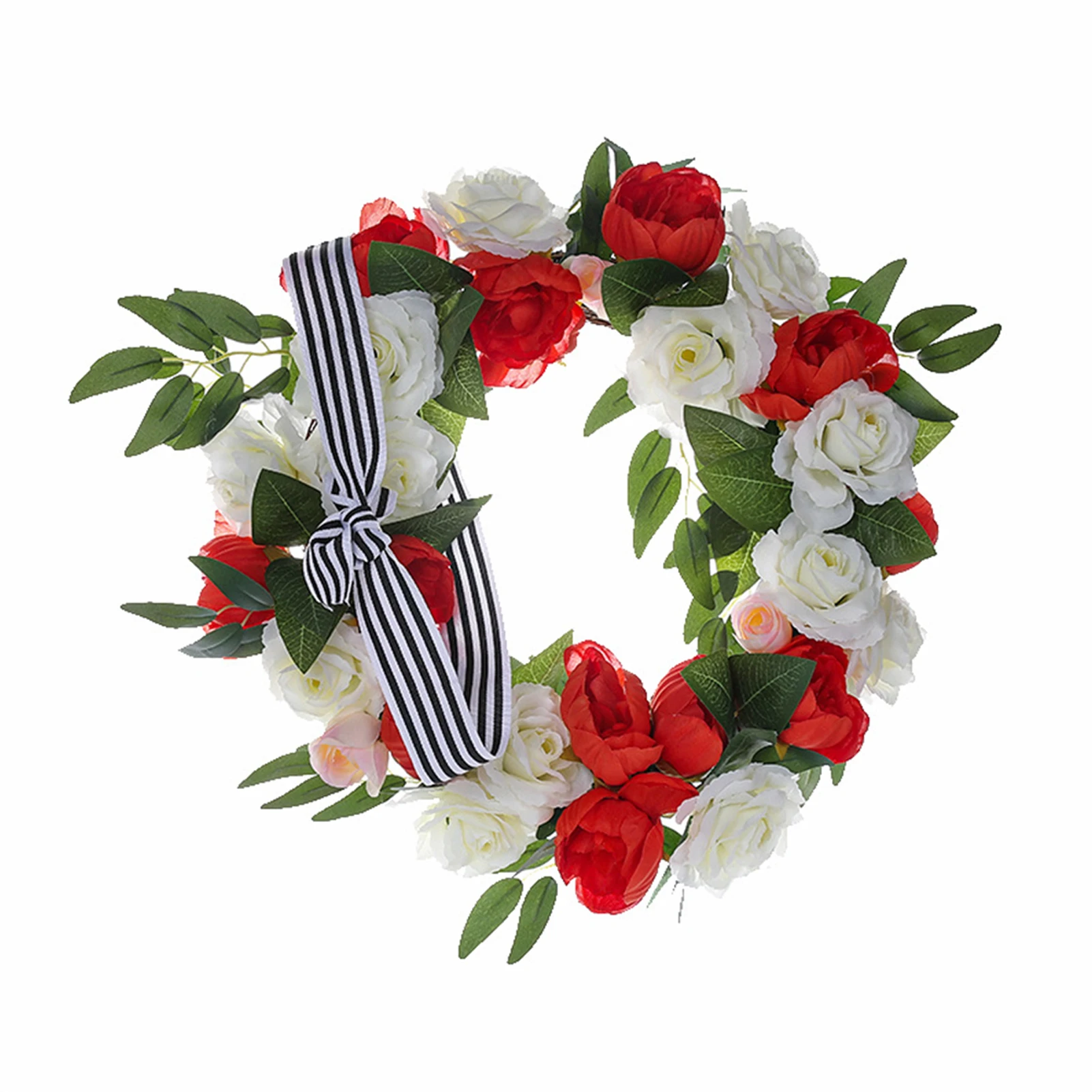 

Wall Artificial Flower Independence Day Window Home Decor Garland Hanging Indoor Front Door Wreath Rose Gifts Real Touch