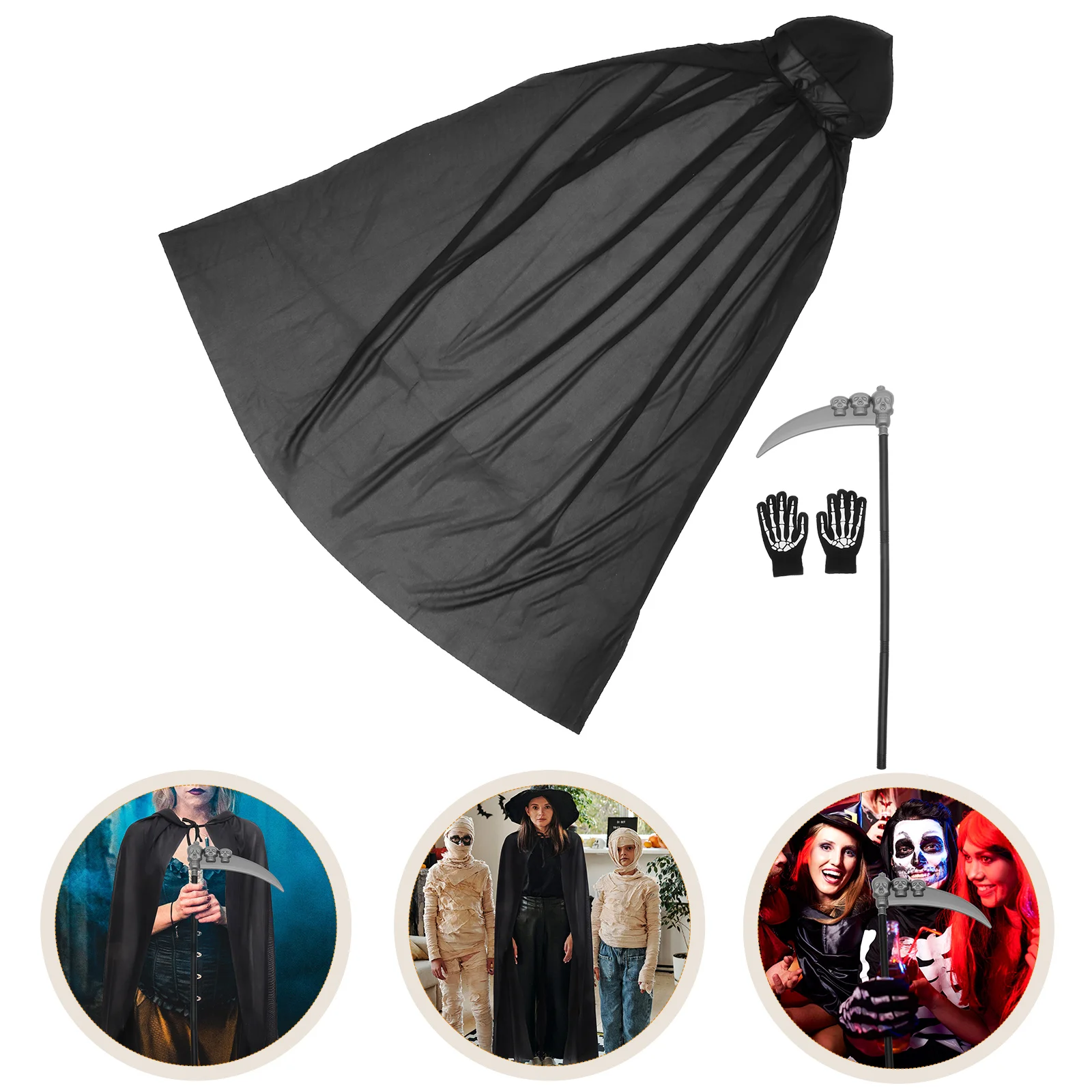 

Four Piece Set Halloween Prop Adult Costumes Women Death Cosplay Party Cape