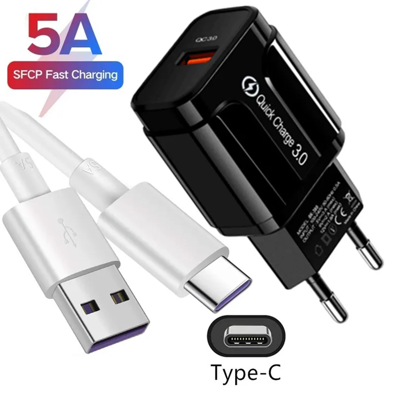 

5A USB Type-C Cable QC 3.0 Supercharge For Huawei P Smart 2021 P50 P40 P30 P20 Lite Pro Honor 10X 9X Lite SamsungA51 Fast Charge