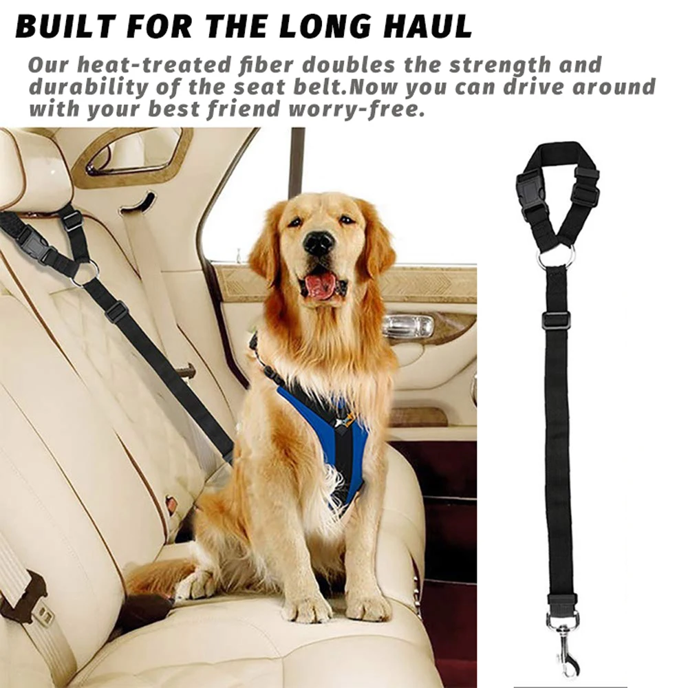 

Solid Color Two-in-one Pet Car Seat Belt Nylon Lead Leash Backseat Safety Belt Adjustable Dogs Harness Collar Pet Accessories