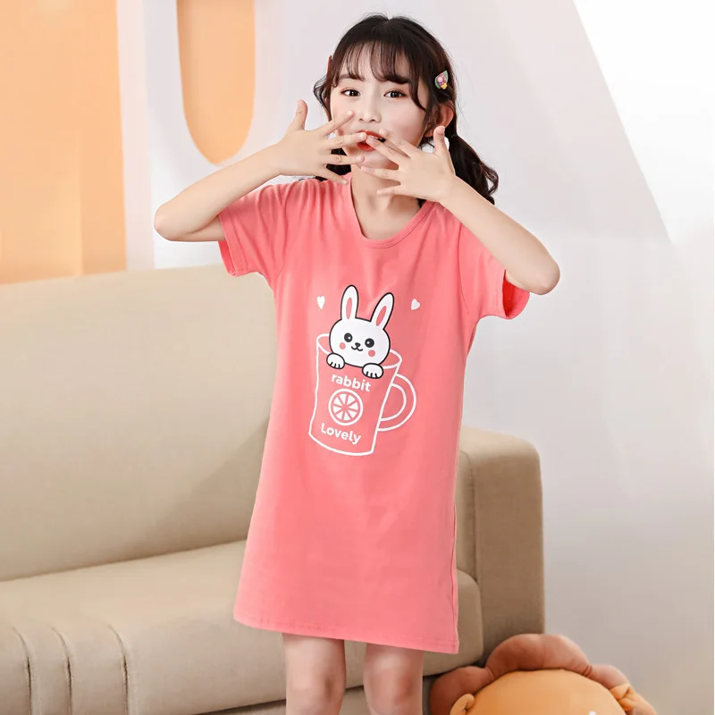 Unicorn Princess Dress Fashion Summer Cotton Girls Nightdress Nightgown Kids Night Gown Children's Pajamas Sleepwear Clothes images - 6