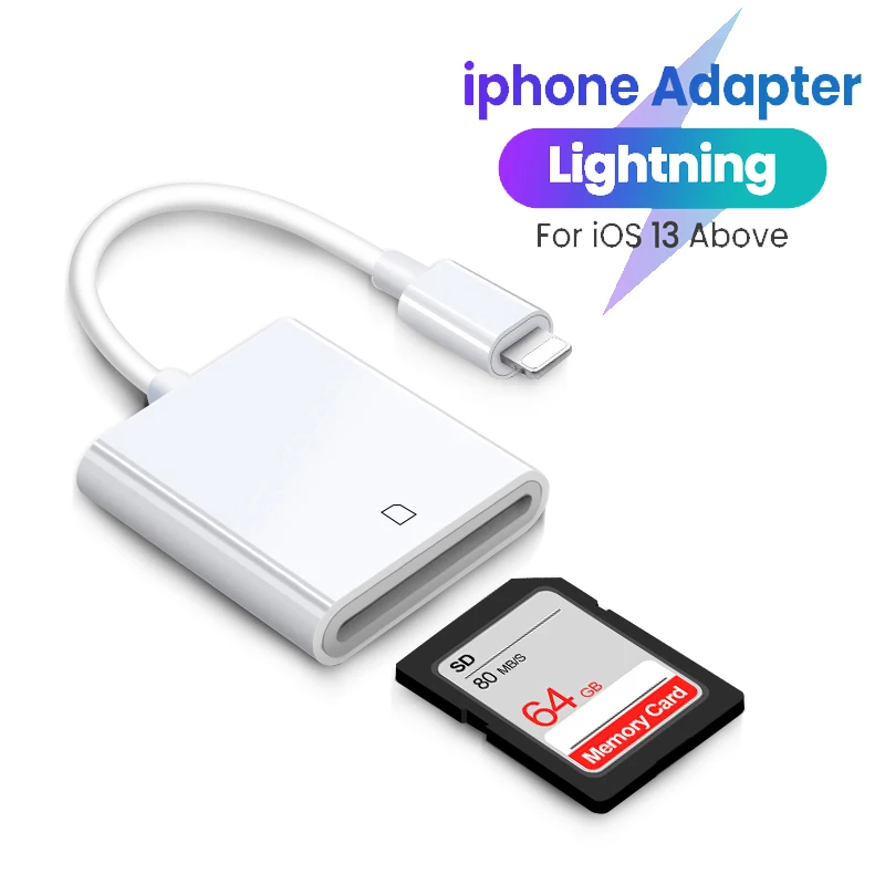Адаптер для карт памяти SD/TF 2 в 1 переходник iphone 13/12/8pin/SD/TF преобразователь данных iOS
