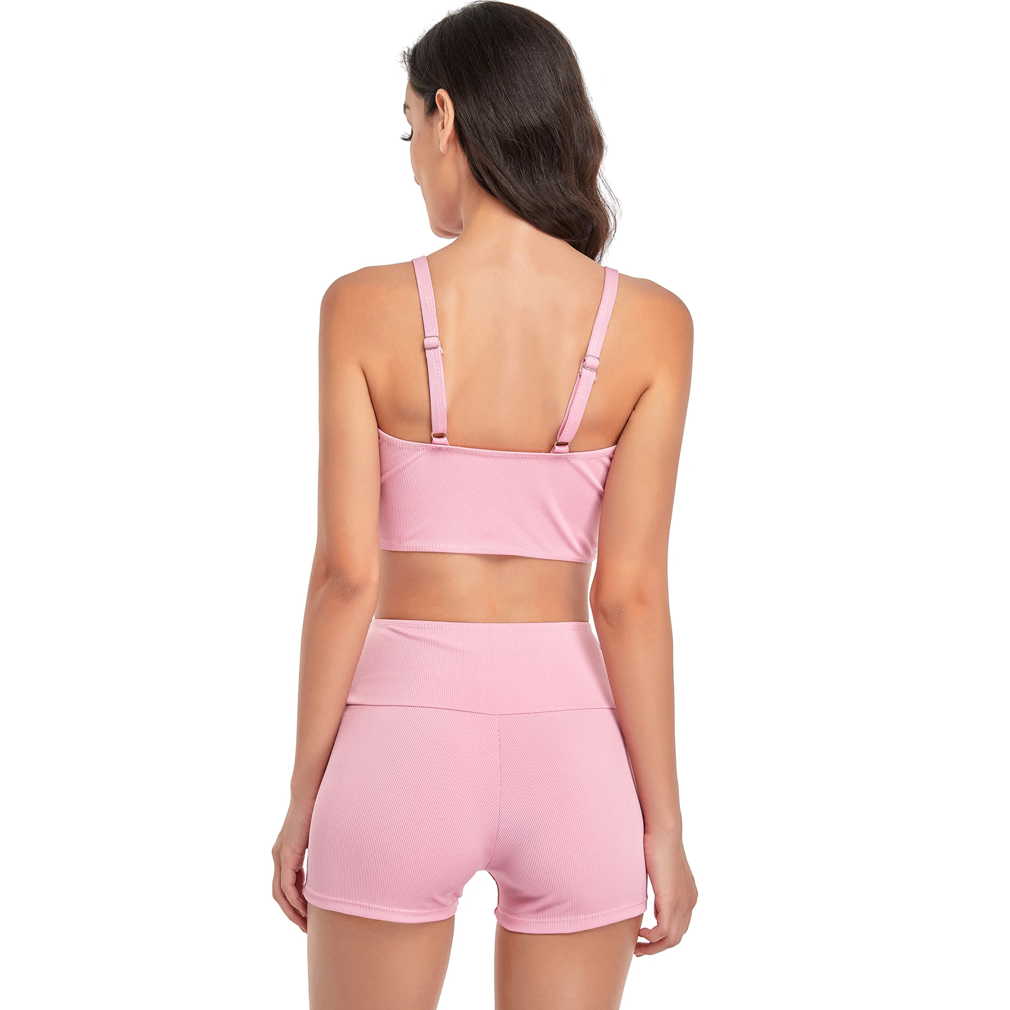 Женский купальник розовый черный желтый комплект бикини со средней талией