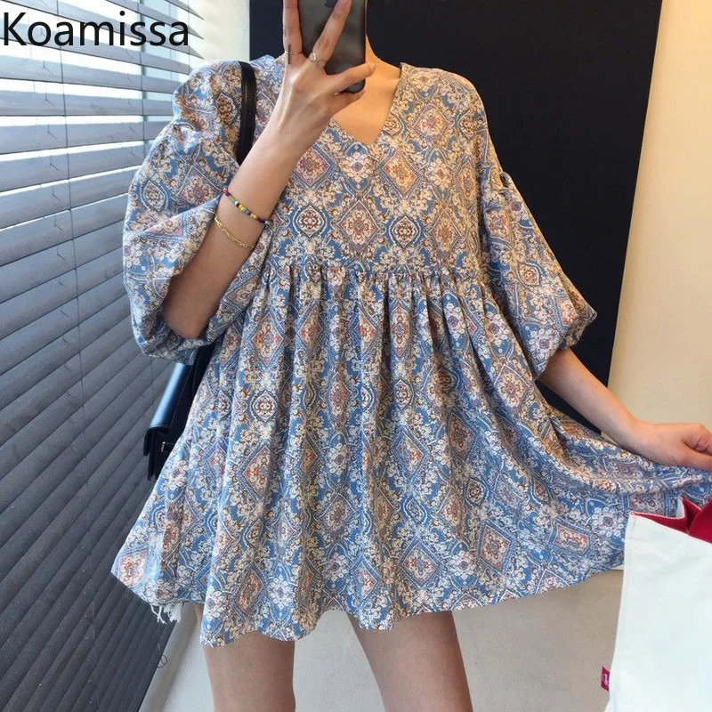 

Женская шифоновая блузка Koamissa, с круглым вырезом, модная шикарная рубашка в Корейском стиле, повседневные свободные блузки с рюшами, весна-осень 2022