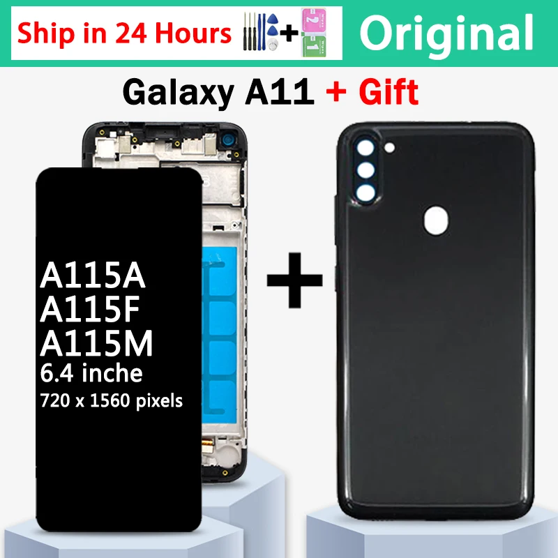 100% Оригинальный ЖК-дисплей для Samsung Galaxy A11 A115, сенсорный экран в сборе, SM-A115F/DS, дисплей с рамкой