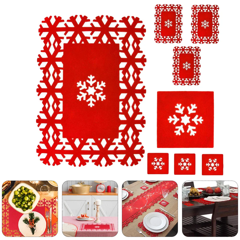 

8 Pcs Christmas Cup Mat Holiday Table Decoration Christmas Table Linen Christmas Placemats Set Xmas Table Decor