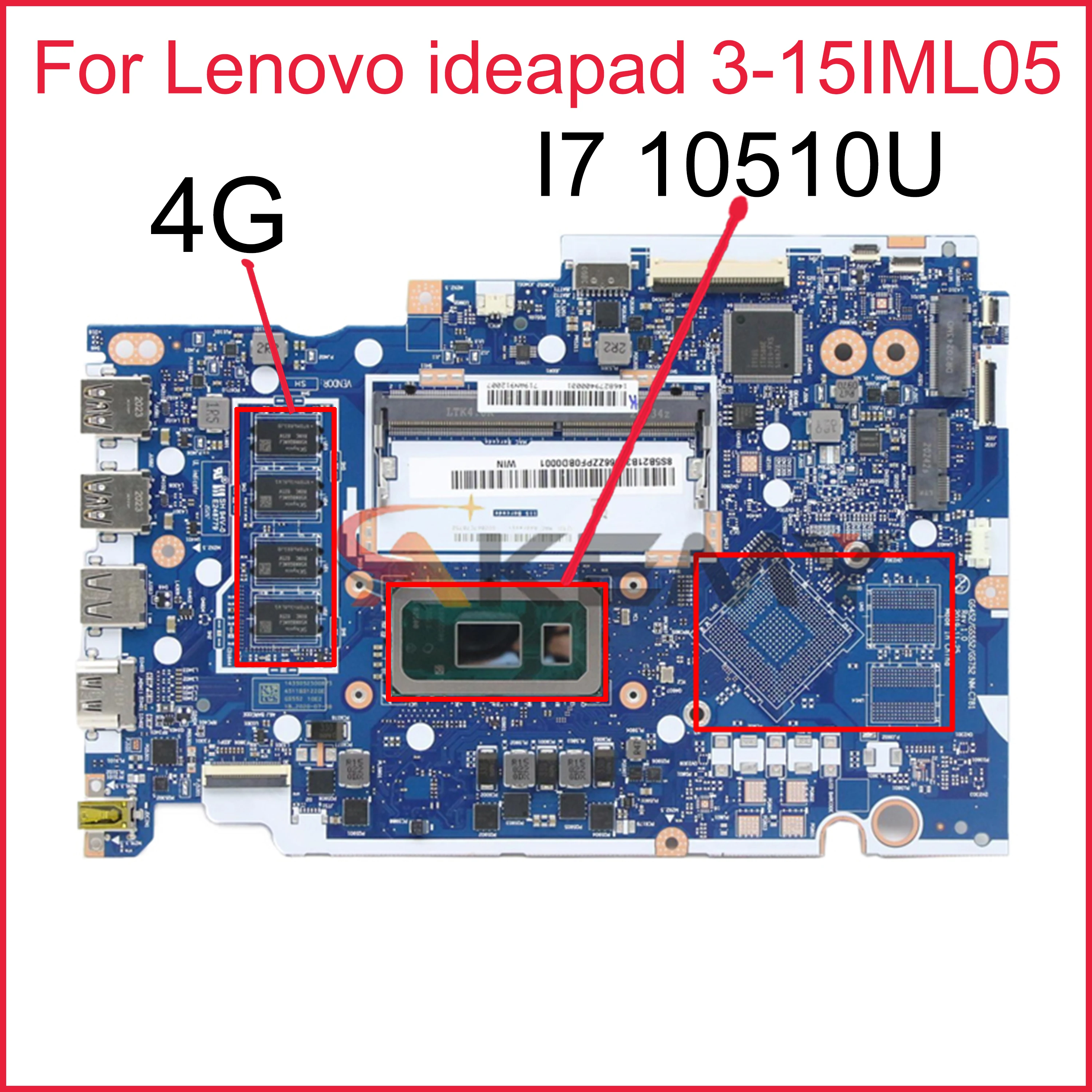 

NM-C781 For Lenovo ideapad 3-15IML05 Laptop motherboard NM-C781 With CPU I7 10510U UMA_4G DDR4 100% Fully Tested