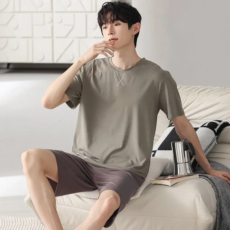 

WHYY Modal Sleepwear Men Solid Men Summer 2023 Pajama Sets Pijama Shorts With Shirt Plus Size Casual Comfort Sleepwear Pyjamas
